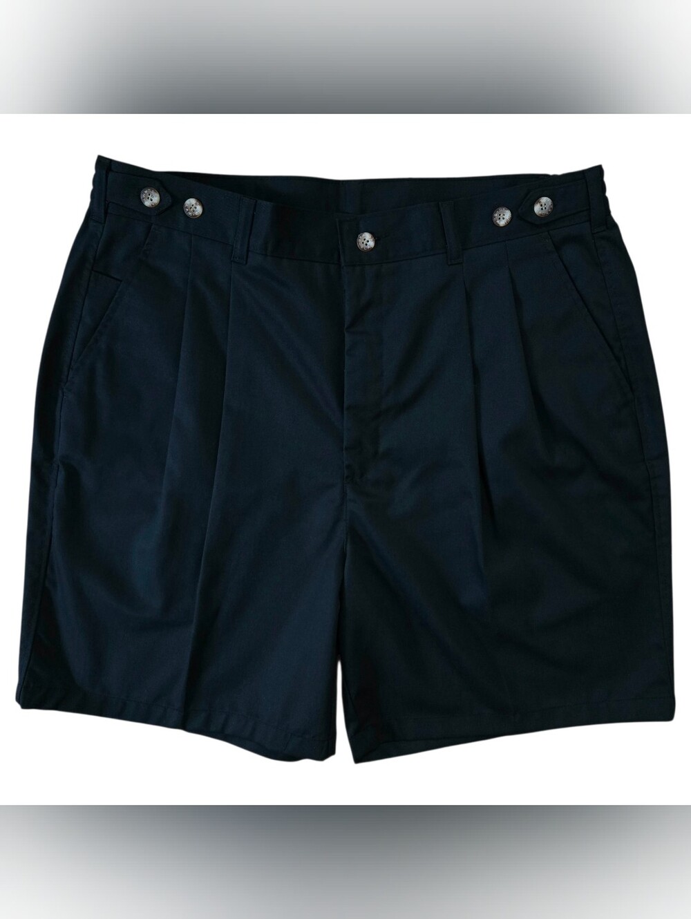 Vintage Grand Slam Mens Golf Shorts Mens Size 35 Black Pleated Chino 100% Cotton